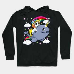 Unicorn Riding Narwhal Adorable Unicorn Of The Sea Hoodie